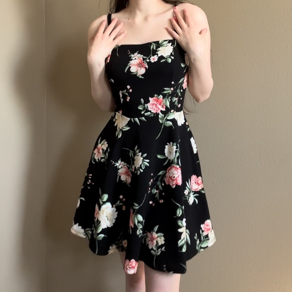 Floral Black Dress